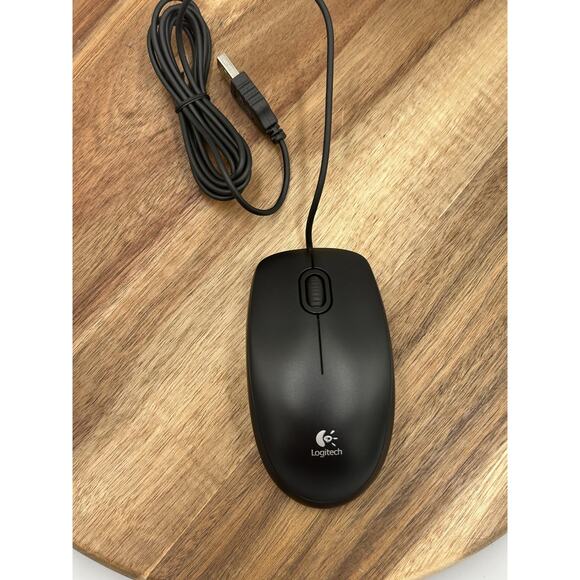 Logitech B100 Mouse USB Wired Optical Ambidextrous Black PC Laptop Desktop New - Picture 4 of 10